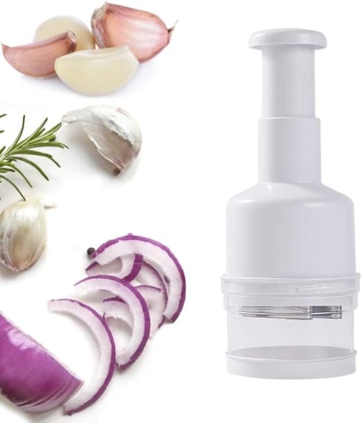 Manual Food Chopper, Handheld Chopper Slicer Dicer Mixer Stainless Steel Sharp Cutter Blades, Slap Press Chopper For Vegetables Onions Garlic Salad Herbs